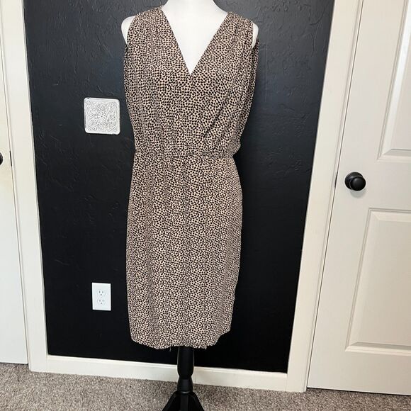 L’AGENCE Tan & Black Mini Heart Print Sleeveless Dress – Size 6 (NO BELT) - Picture 2 of 14